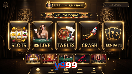 Main screen of Y999 casino page for PK players