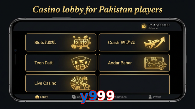 Lobby view of Y999 for Pakistan users